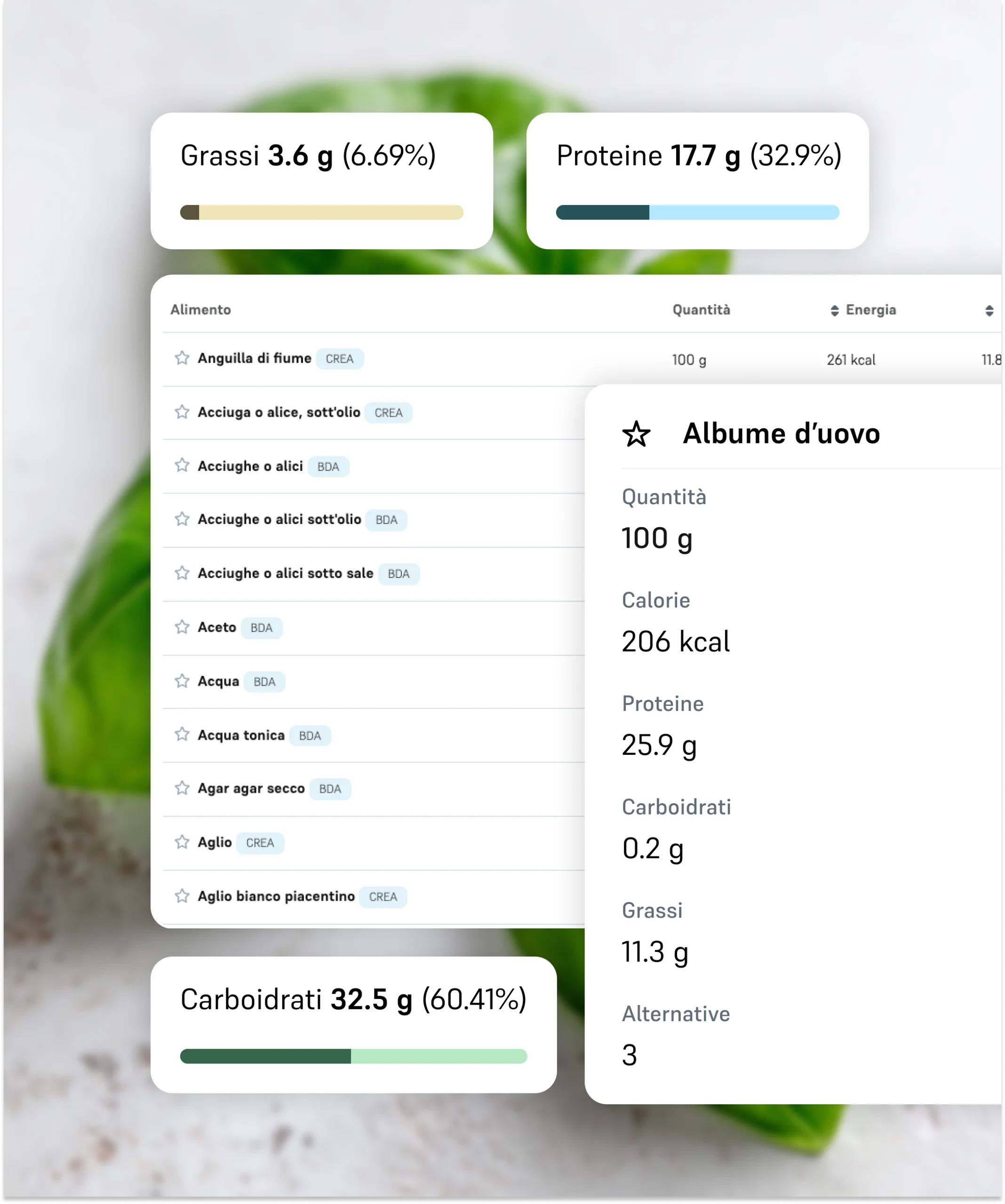 CoachPlus — Alimenti e ricette