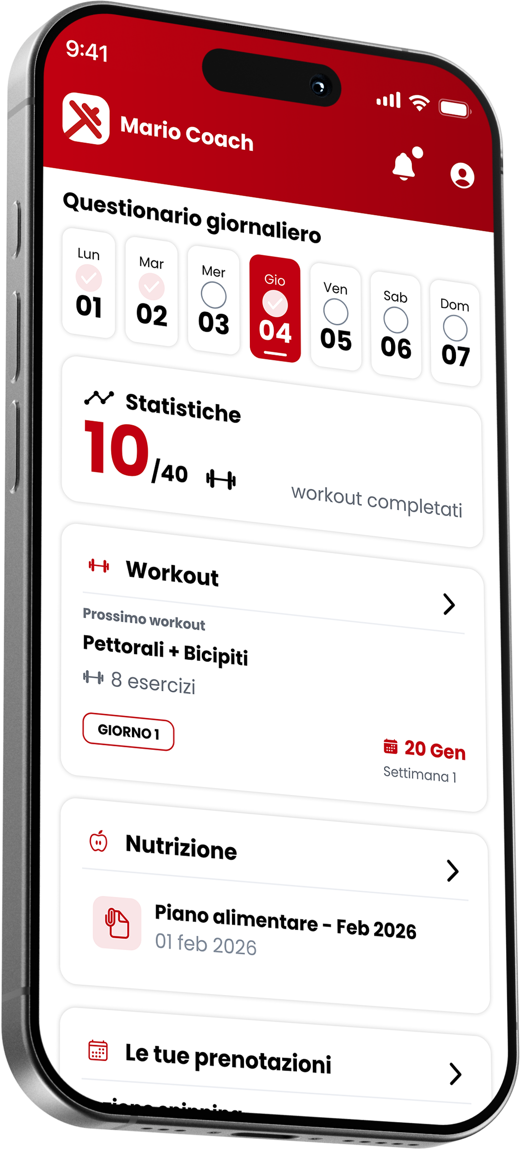 L'app CoachPlus vista dal cliente: programma, check e progressi